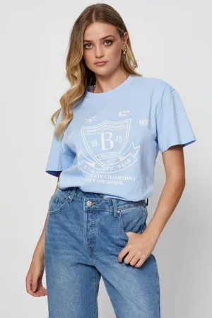 Blue Graphic T Shirt Short Sleeve Holiday Outfit Style