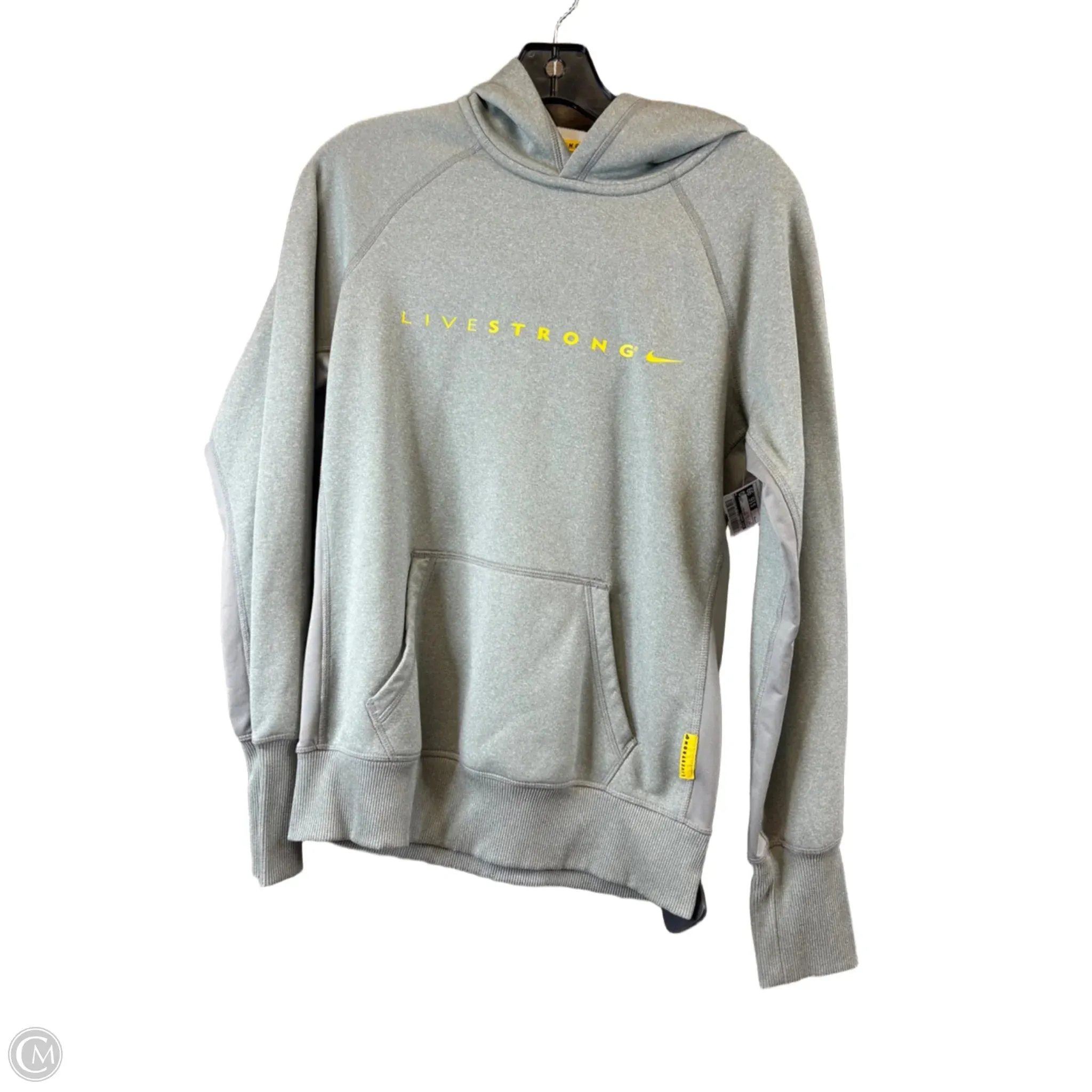 Athletic Sweatshirt Hoodie By Nike Apparel In Grey & Yellow, Size: M Recycled Polyester Blend EcoConscious Production