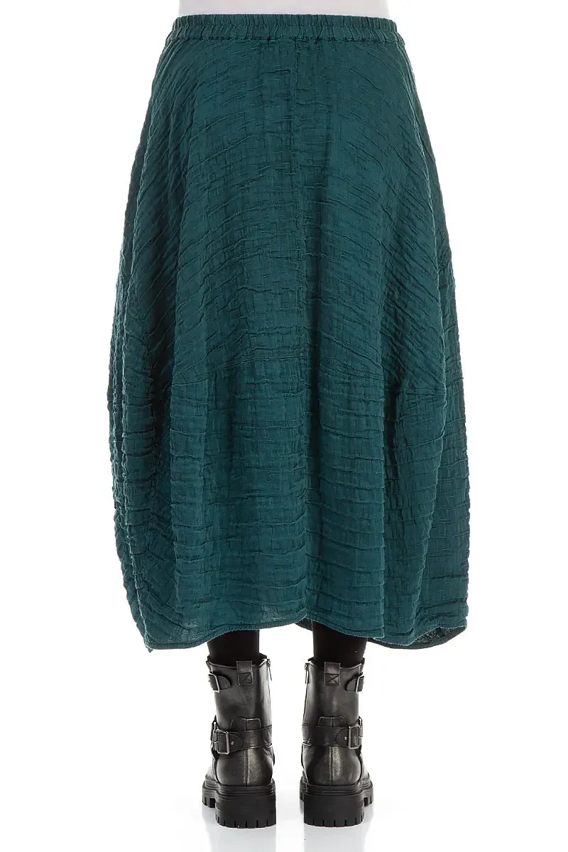 Balloon Shape Crinkled Peacock Silk Linen Skirt Easy Layers
