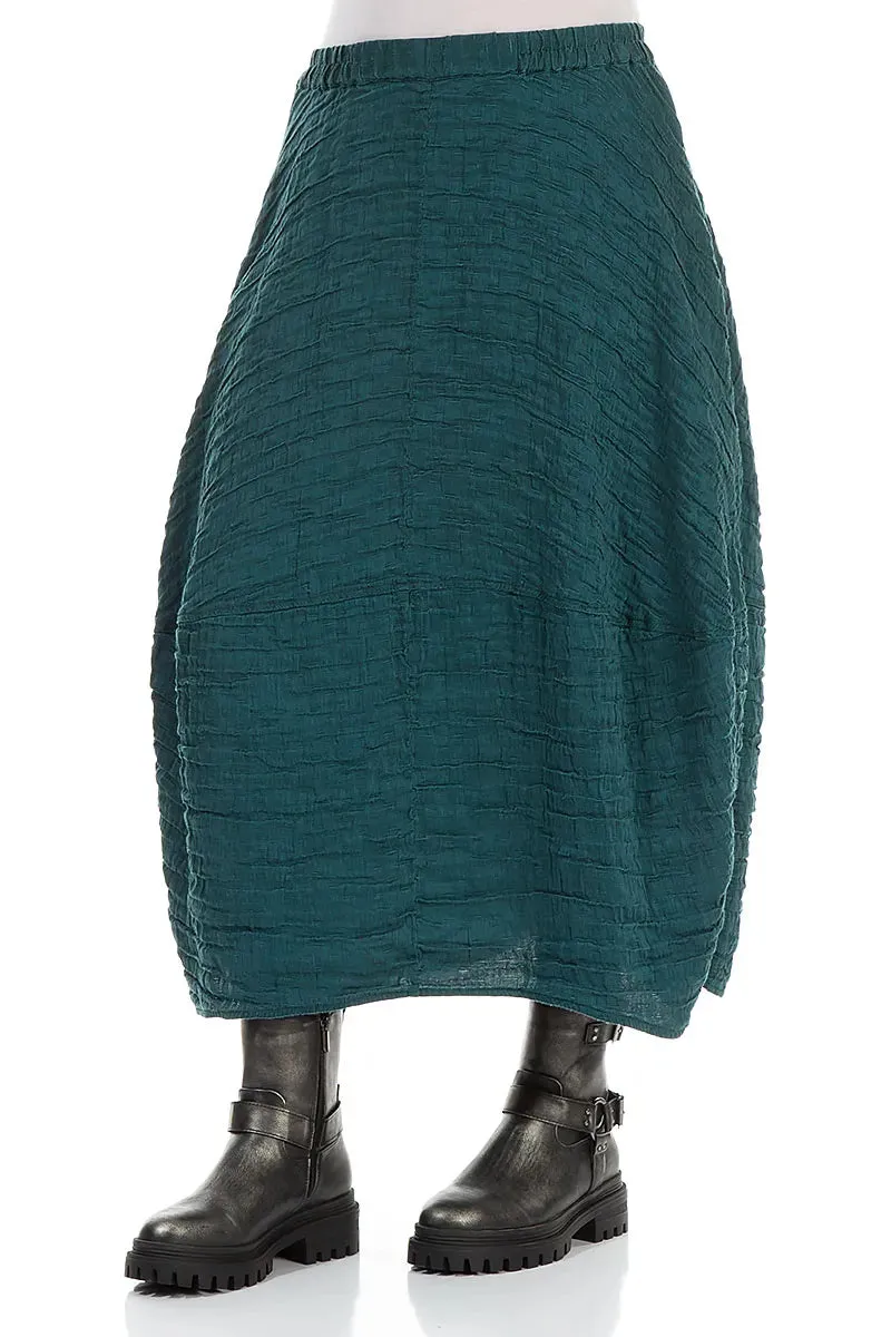 Machine washable Soft Lining Balloon Shape Crinkled Peacock Silk Linen Skirt