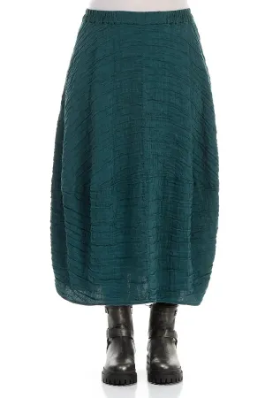 beaded embellishment Side Slit Balloon Shape Crinkled Peacock Silk Linen Skirt