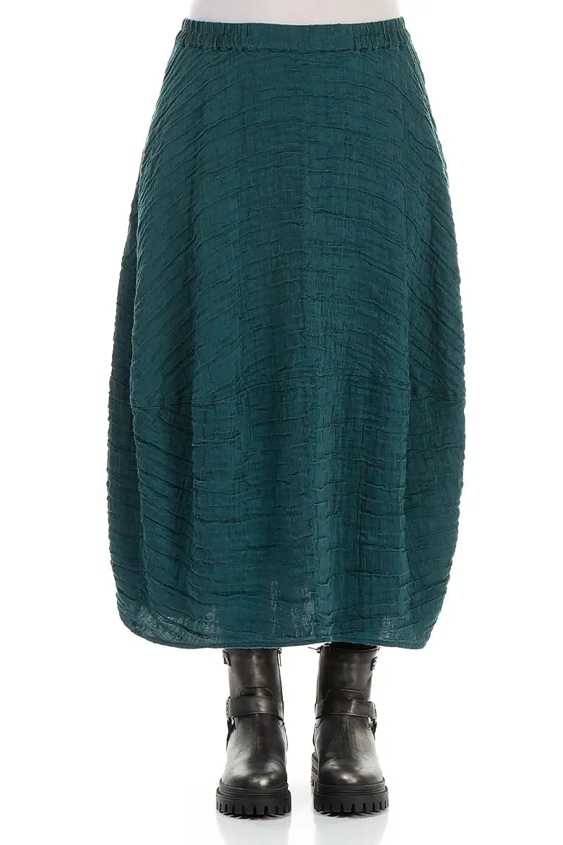 beaded embellishment Side Slit Balloon Shape Crinkled Peacock Silk Linen Skirt