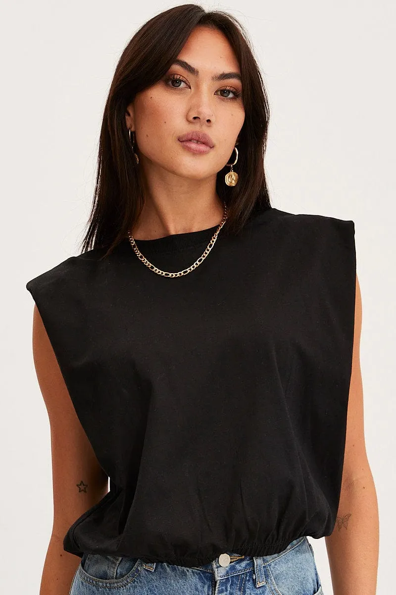 Work Ready HighElasticity Black T Shirt Sleeveless Crew Neck
