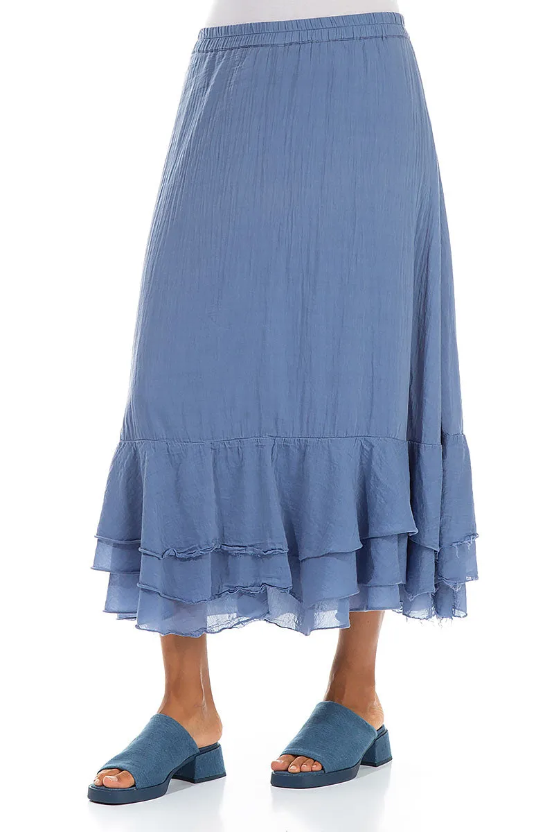 Flowy Blue Nova Silk Cotton Skirt Soft Combo