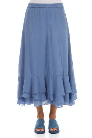 Flowy Blue Nova Silk Cotton Skirt Modern Look Relaxed Mood