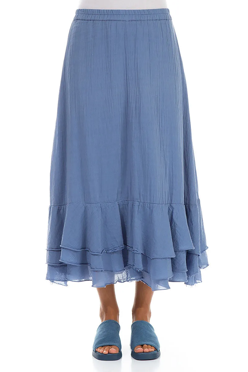 Flowy Blue Nova Silk Cotton Skirt Modern Look Relaxed Mood