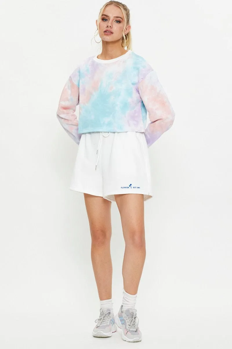 Eco Friendly Dye White Palm Beach Track Shorts