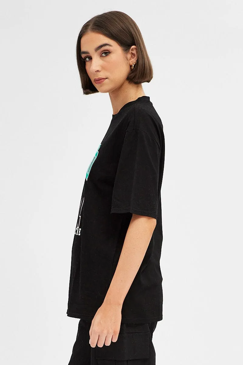 UV protected Black Chicago Tee Short Sleeve Round Neck Embroidered