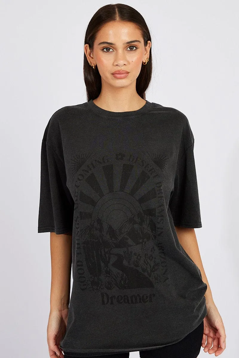 Urban Trend Grey Graphic Tee Short Sleeve
