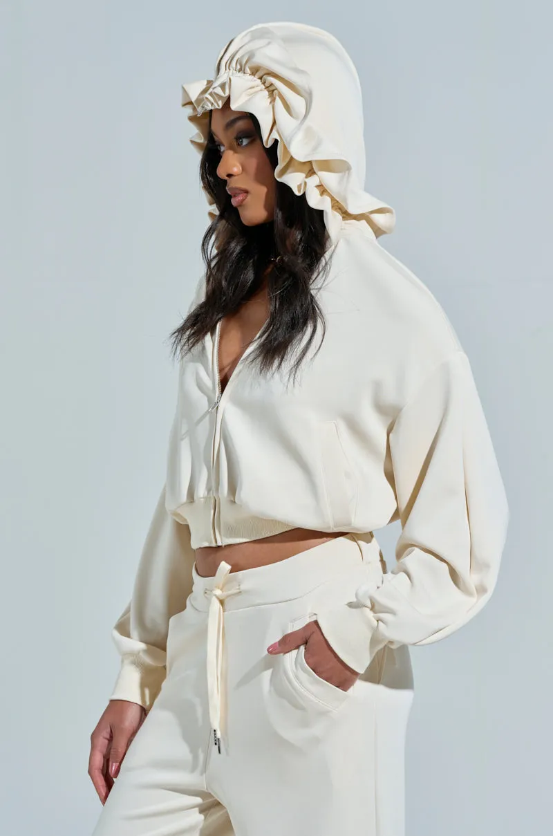 product low end affordability Minimal Fashion KHOLE RUFFLED ZIP UP SWEATSHIRT