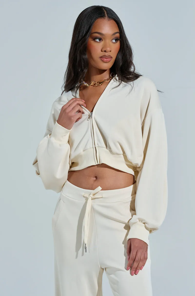 KHOLE RUFFLED ZIP UP SWEATSHIRT Casual Outerwear