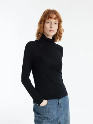 Pure Washable Wool Women Sheath Sweater Chic Layering Simple Knit
