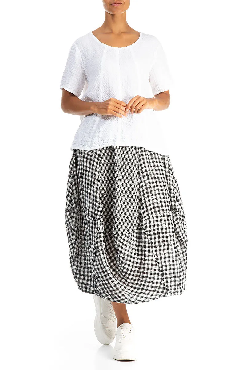 Cool Touch Foldable Design Balloon Black & White Check Linen Skirt