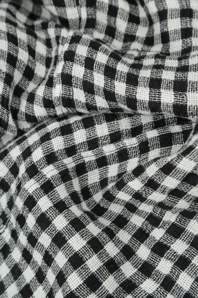 Balloon Black & White Check Linen Skirt Department Store Style