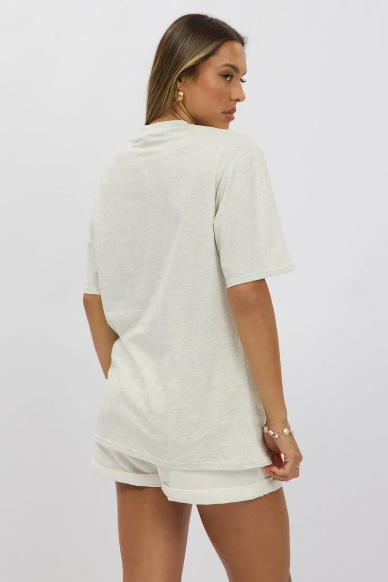 Grey Graphic Tee Short Sleeve Minimalist Comfort Sporty Appeal