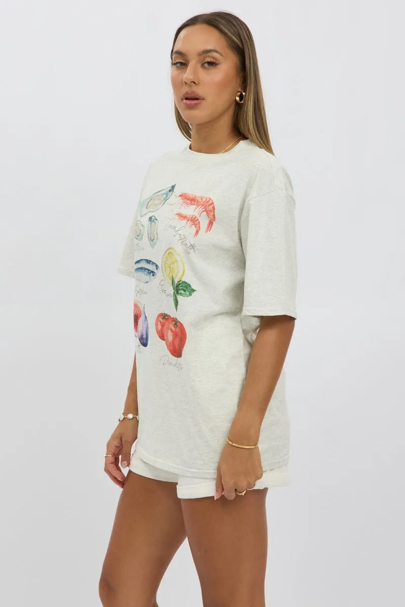 Grey Graphic Tee Short Sleeve BioBased Fibers Comfy Comfort