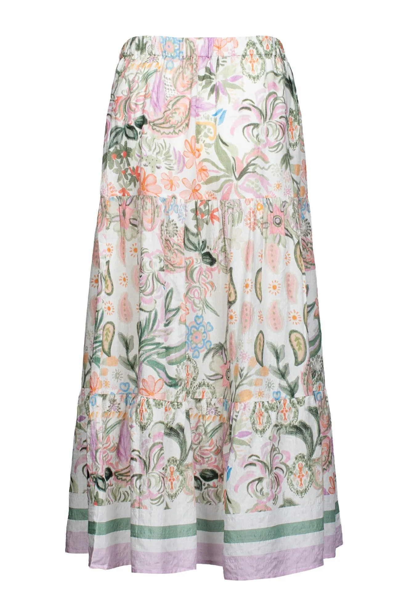 Tiered Skirt | Olive Lilac Border | 6511C1 Department Store Style