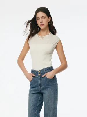 Long service life Dynamic Muscle Support Round Neck Women Patchwork Knit Tank Top