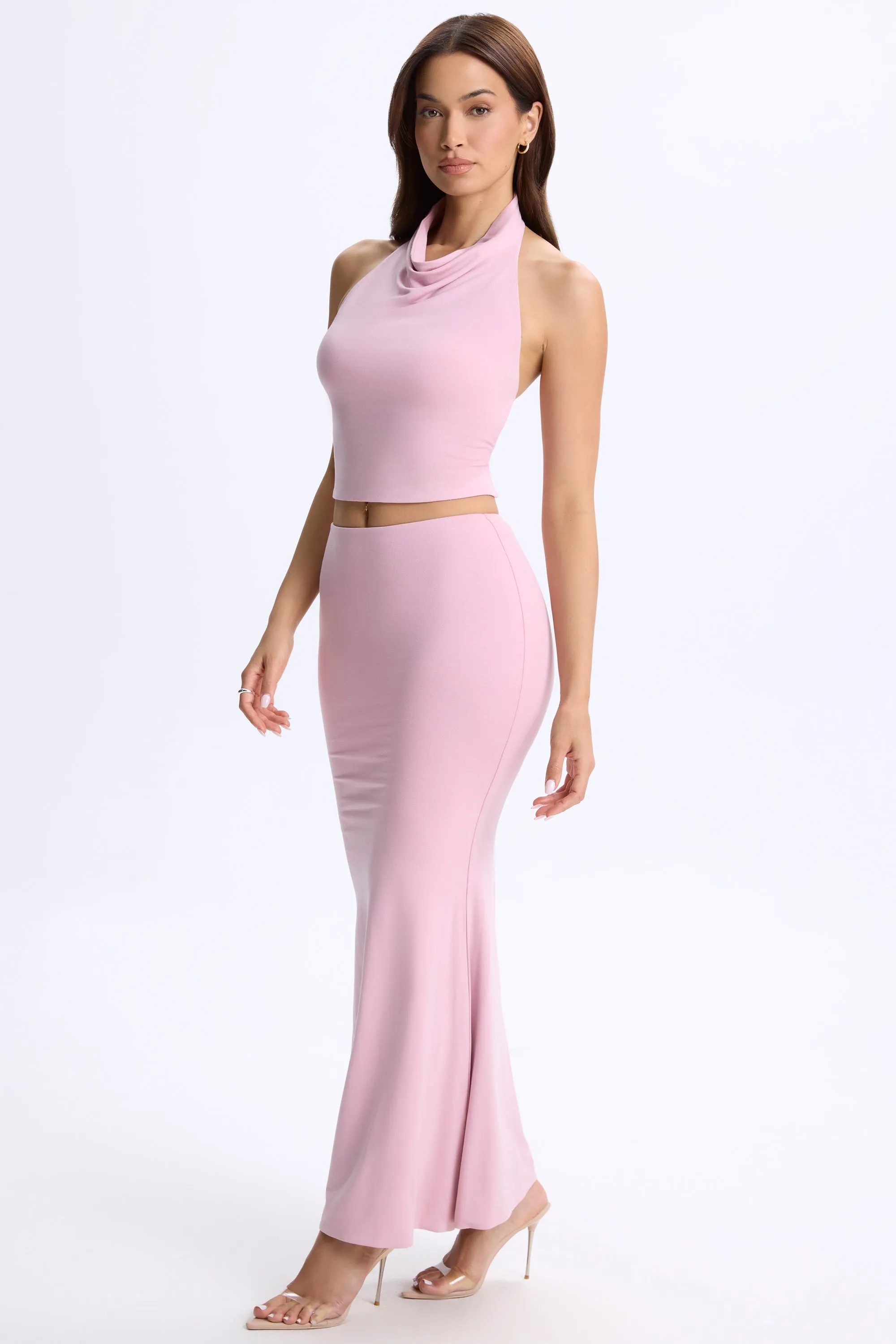 Low-Rise Maxi Skirt in Blush Pink Fashion Collab Effortless Wear