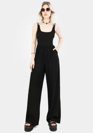 Herne Contrast Wide Leg Jumpsuit Pocket Reinforcement