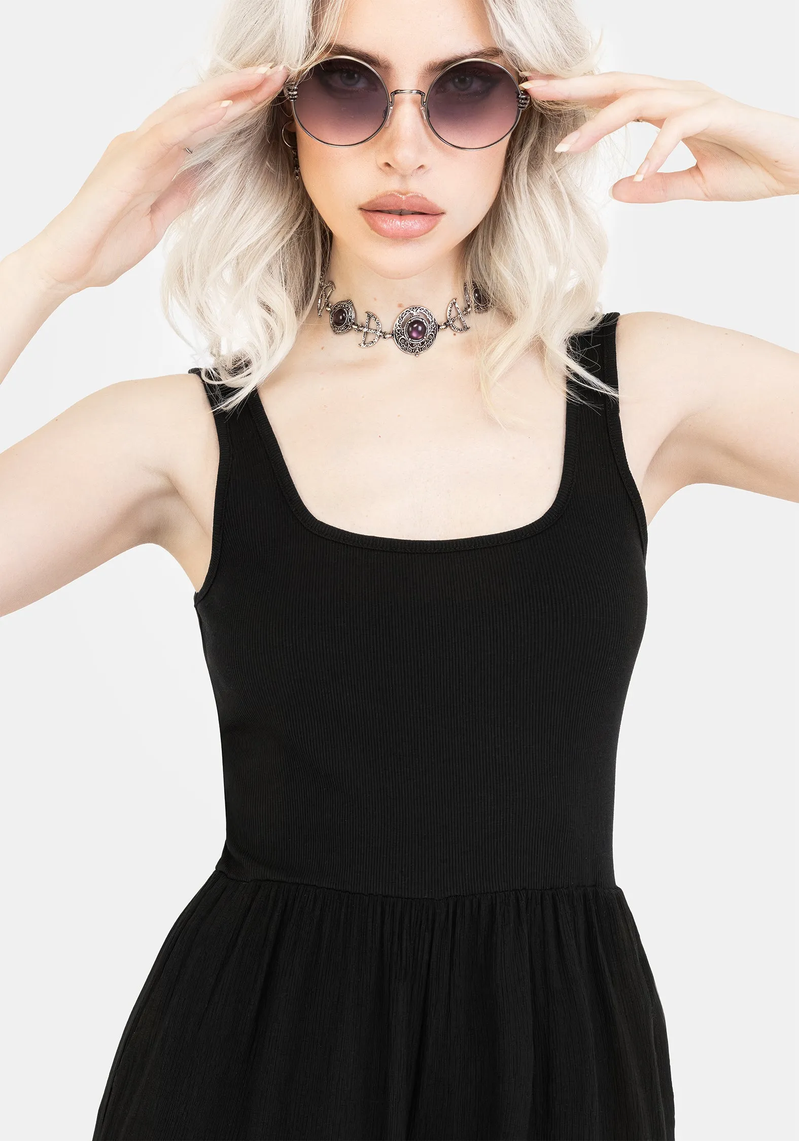 Herne Contrast Wide Leg Jumpsuit ExpandableSidePanels