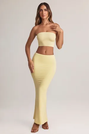 Modal Mid-Rise Maxi Skirt in Lemon Sherbet flowy silhouette A line
