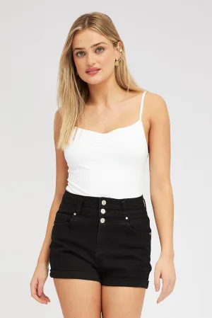Black Skinny Shorts High Rise Relaxed Movement Stretchable Waistband