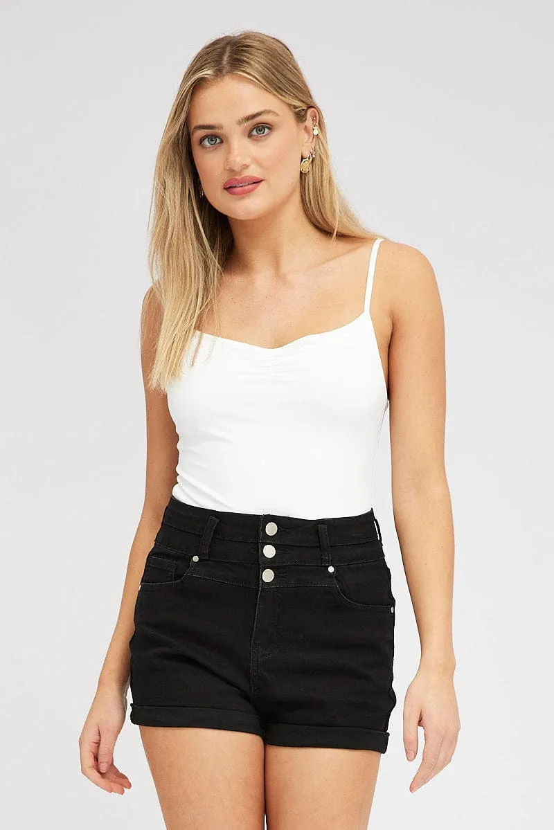 Black Skinny Shorts High Rise Relaxed Movement Stretchable Waistband