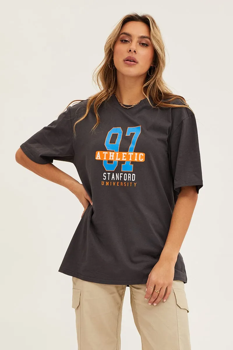 Casual Vibe Wear Limited Edition Grey Crew Neck Oversized Tee