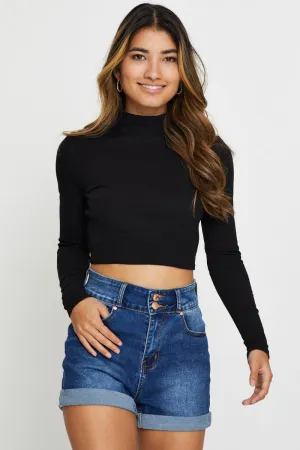 Black Cut Out Top Long Sleeve NonIronTechnology Vintage Style