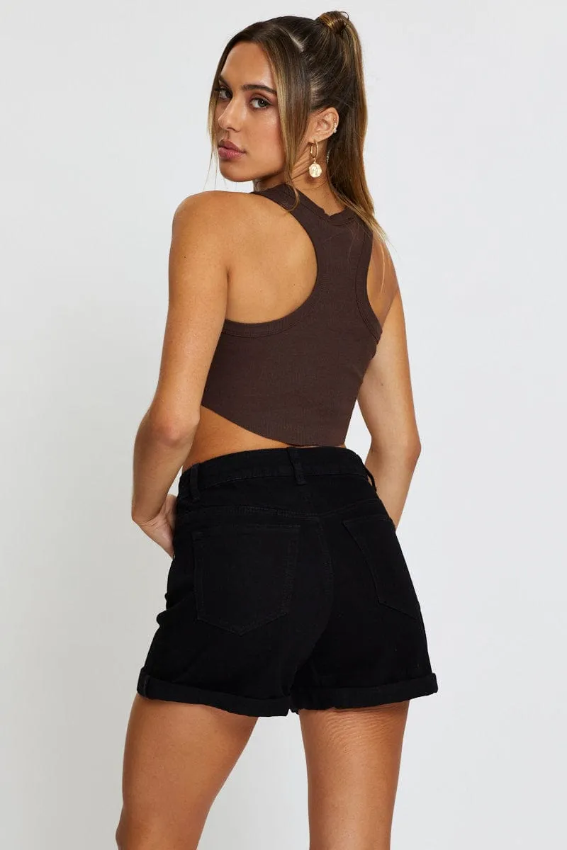 Black Denim Shorts romper