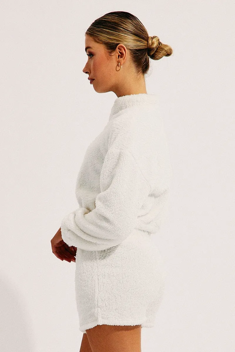 White Loungewear Teddy Shorts retail industry Urban Fashion
