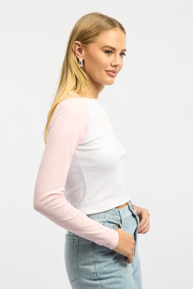 Chic Outfit Layered Style Pink Graphic Tee Long Sleeve