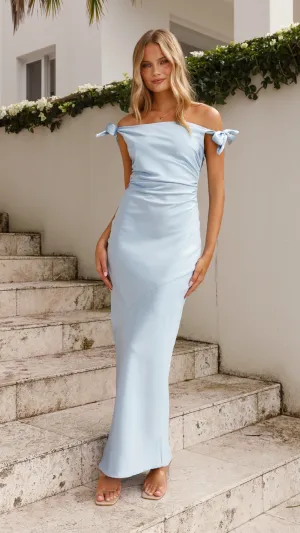 natural fiber Minimal Line Frida Maxi Dress - Blue