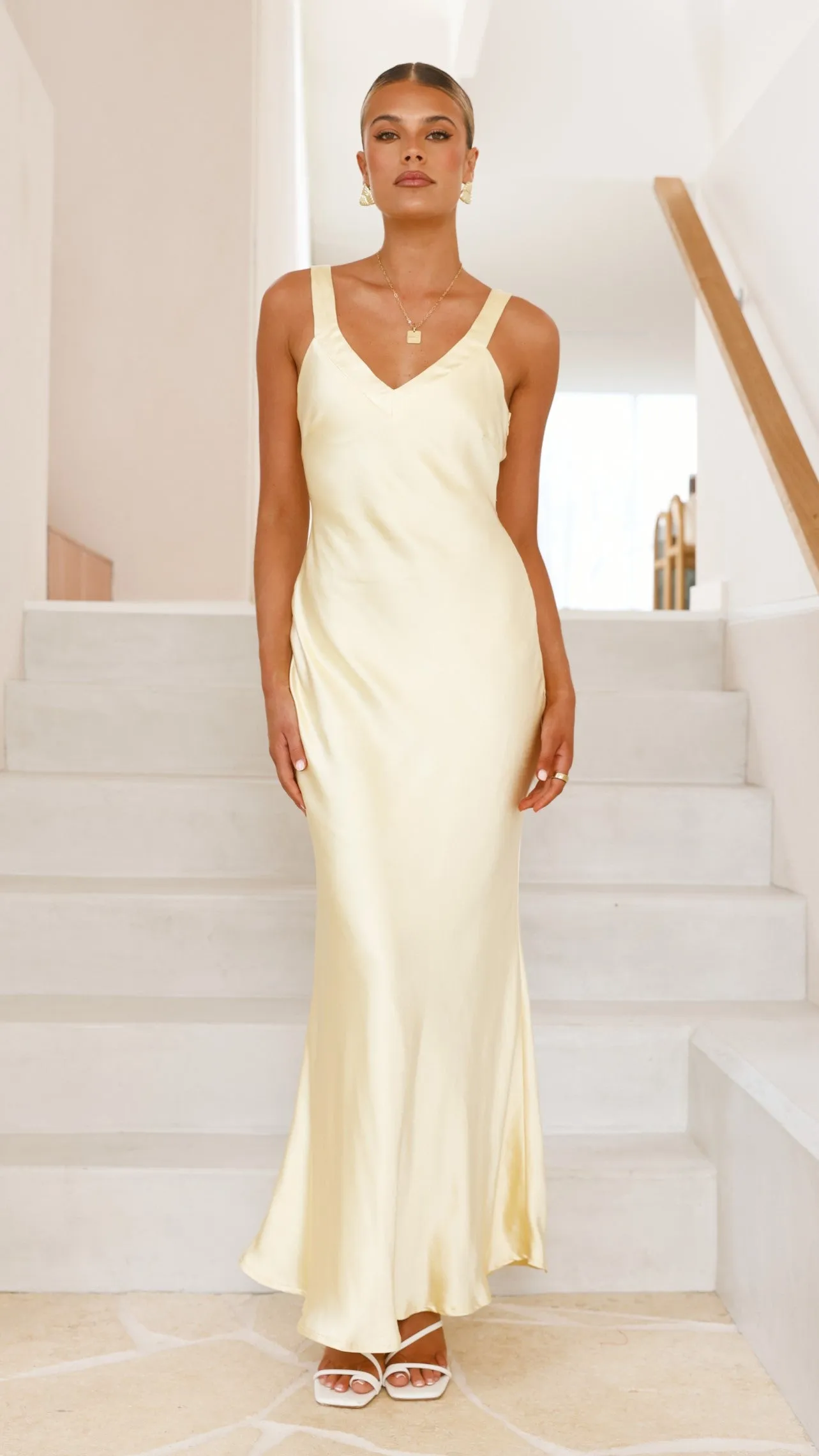 Fur Trim Andie Maxi Dress - Yellow