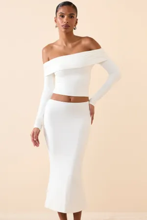 Modal Mid-Rise Midaxi Skirt in White Everyday Look