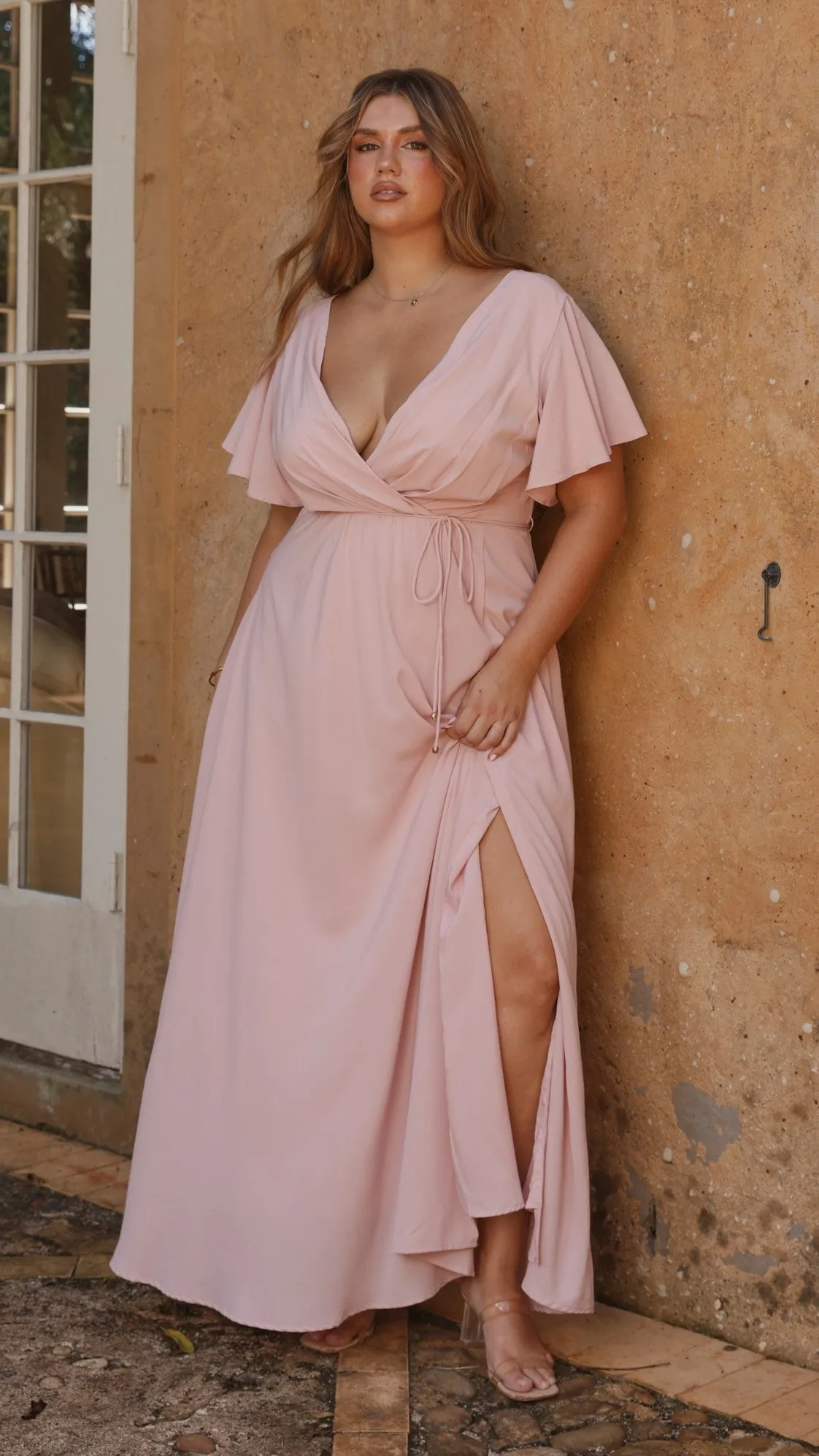 Shell Shine Layered maxi for special events Charlize Maxi Dress - Dusty Pink