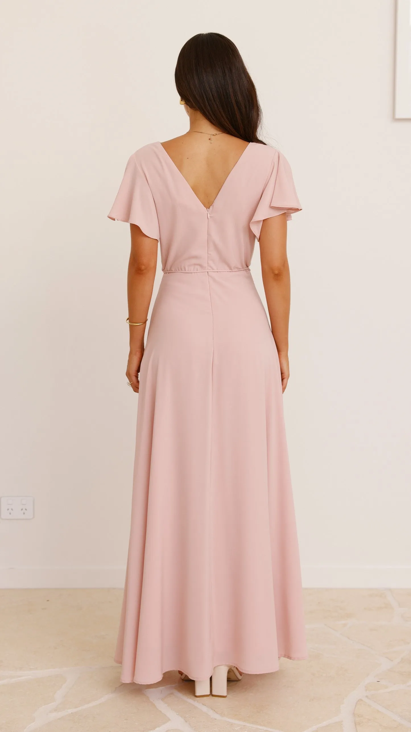 Charlize Maxi Dress - Dusty Pink Boho Spirit Cowl Neck