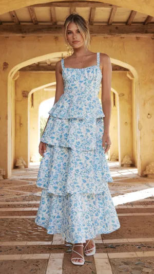 The soft fabric of this dress ensures all-day comfort without compromising on style Wheat Field Page Maxi Dress - Blue Floral