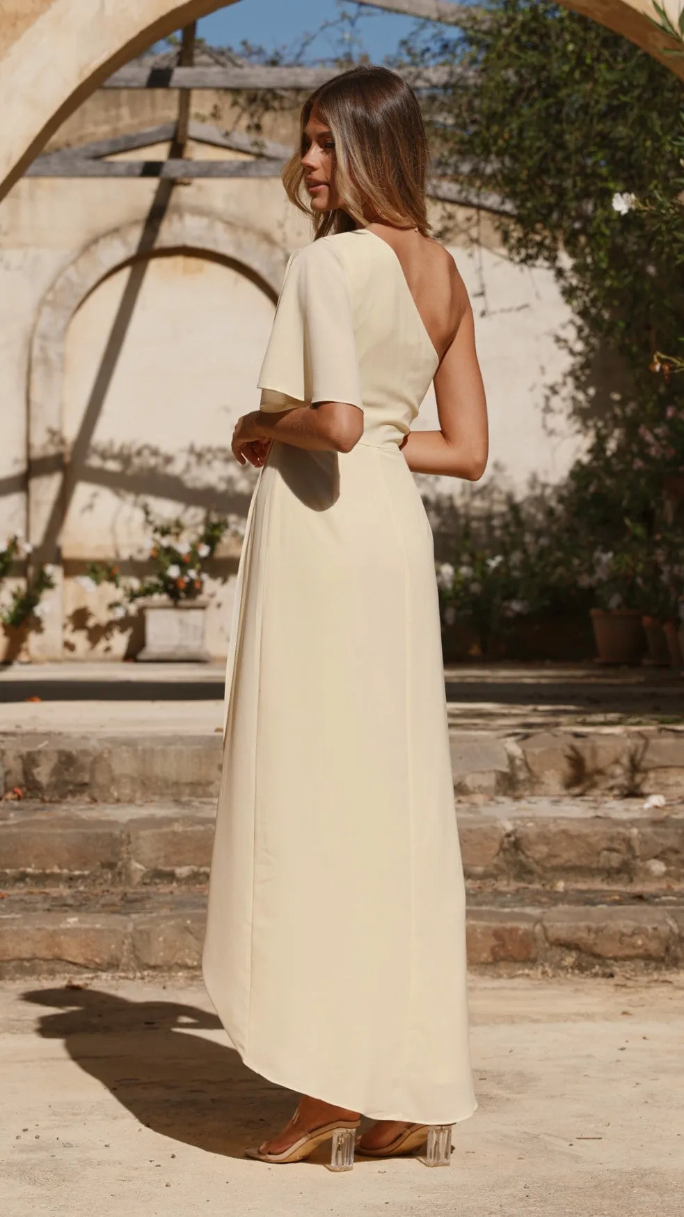Evening Chic Emma One Sleeve Maxi Dress - Yellow