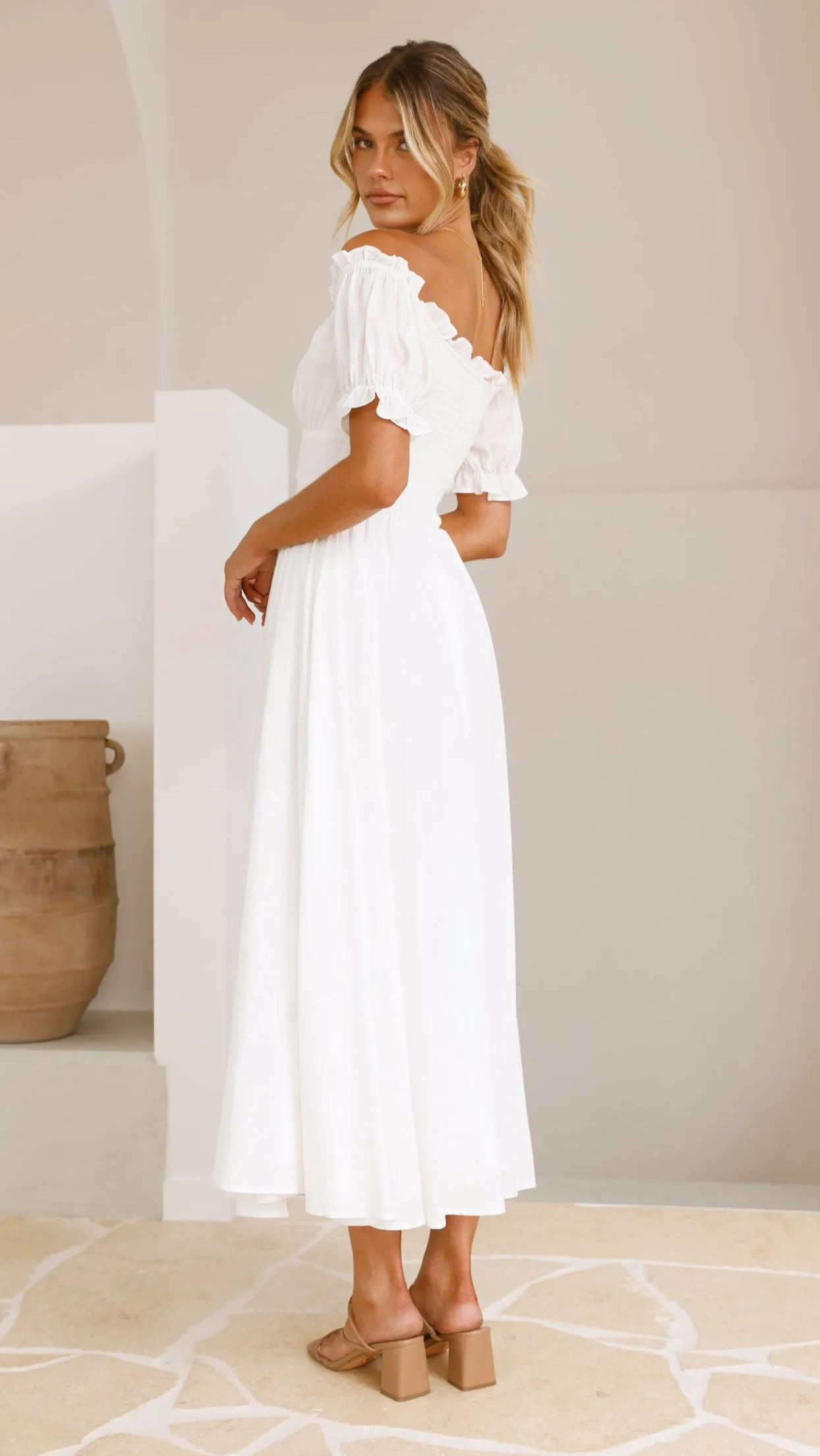 Hulu Maxi Dress - White Lavender Glow
