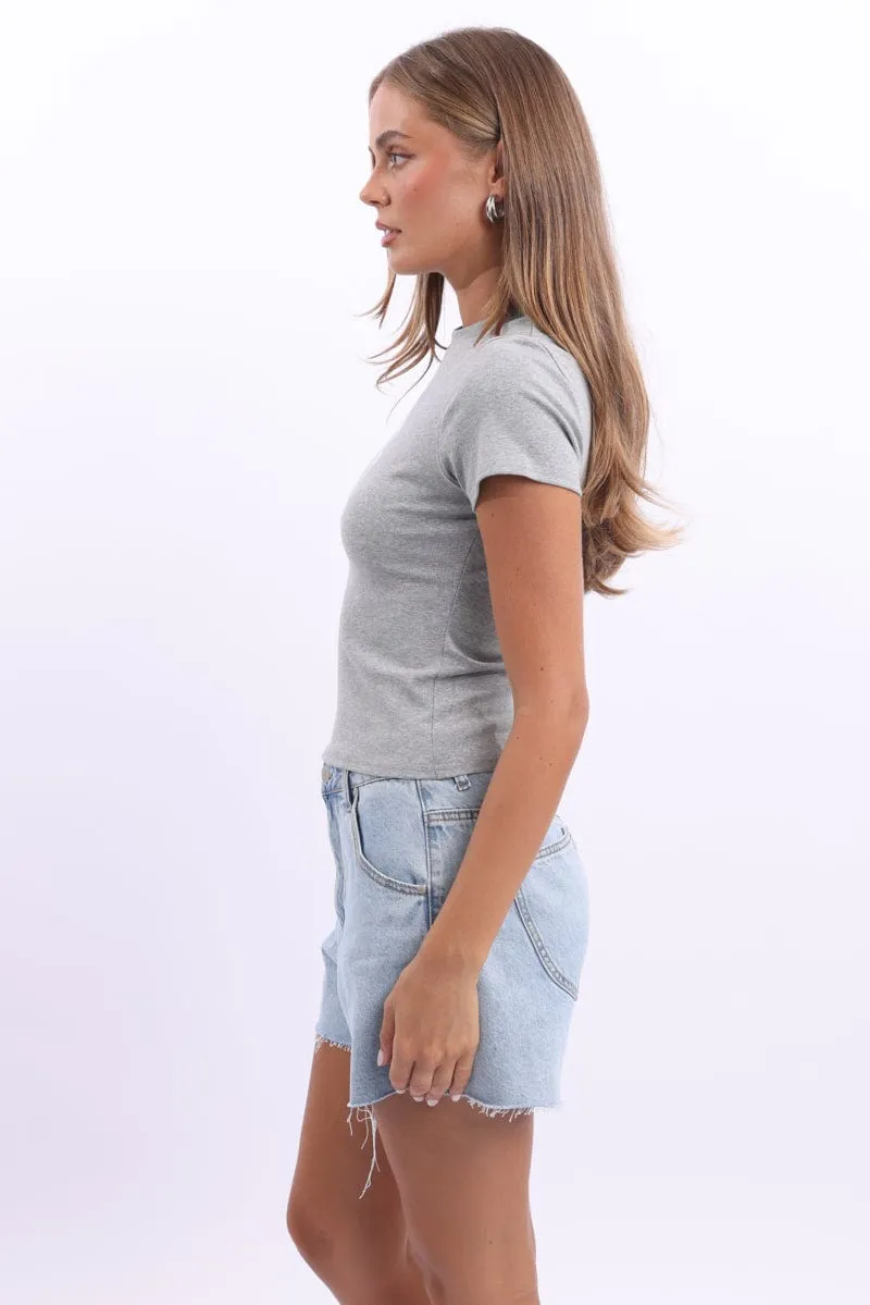 Grey Graphic Tee Short Sleeve Fit for Any Season Casual Essential Wear
