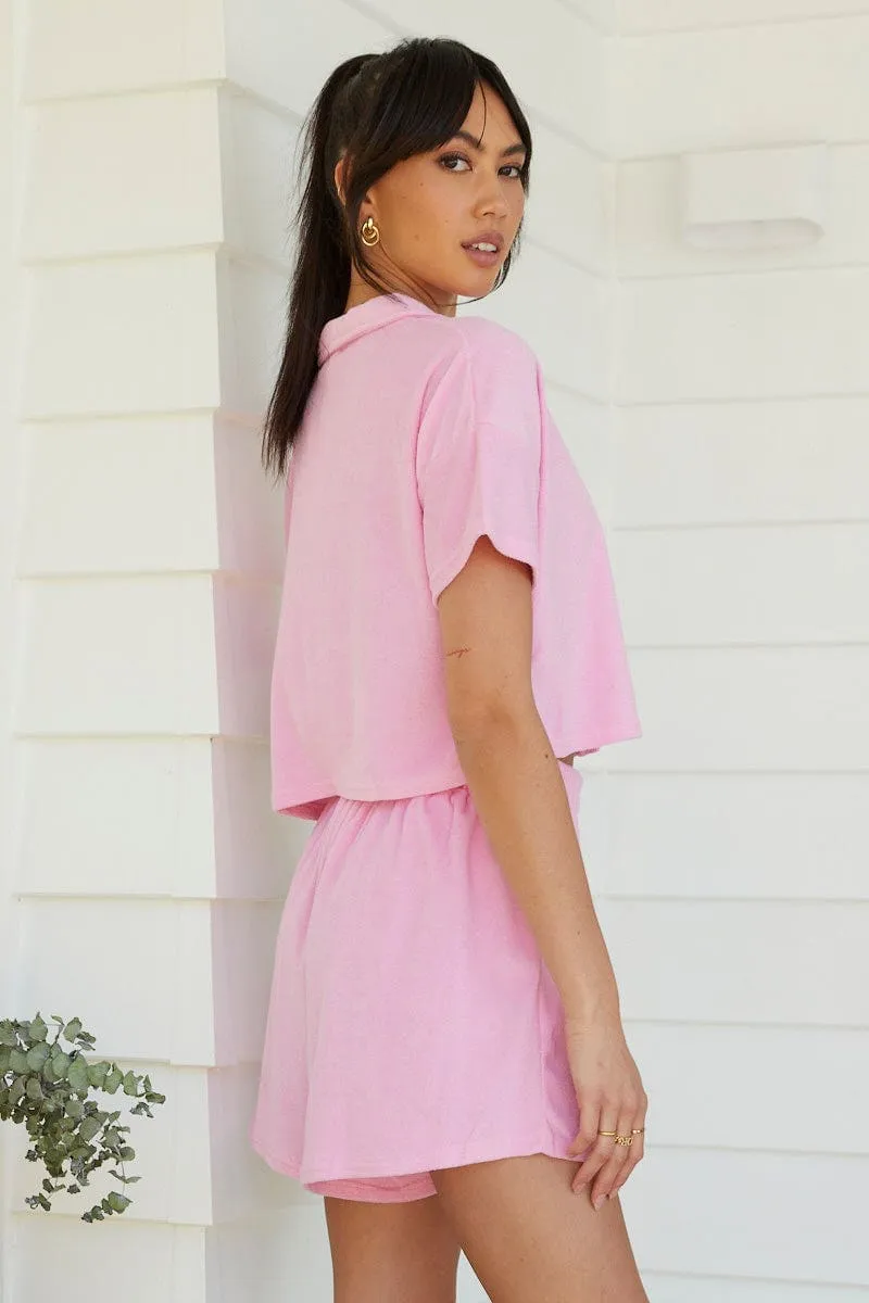Pink Track Shorts Terry graduation season Designer Style