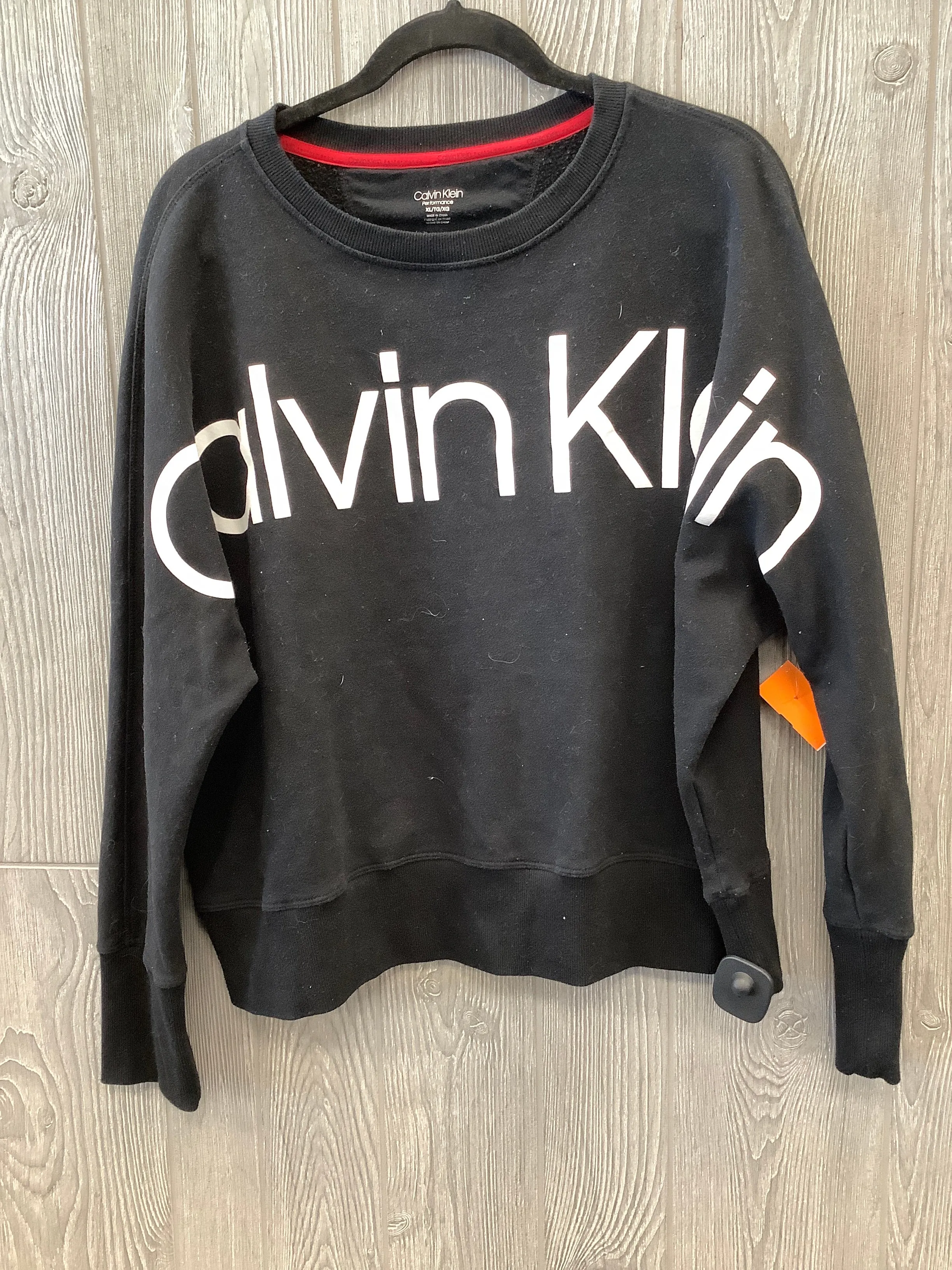 Charm Core Premium Apparel Sweatshirt Crewneck By Calvin Klein In Black, Size: Xl