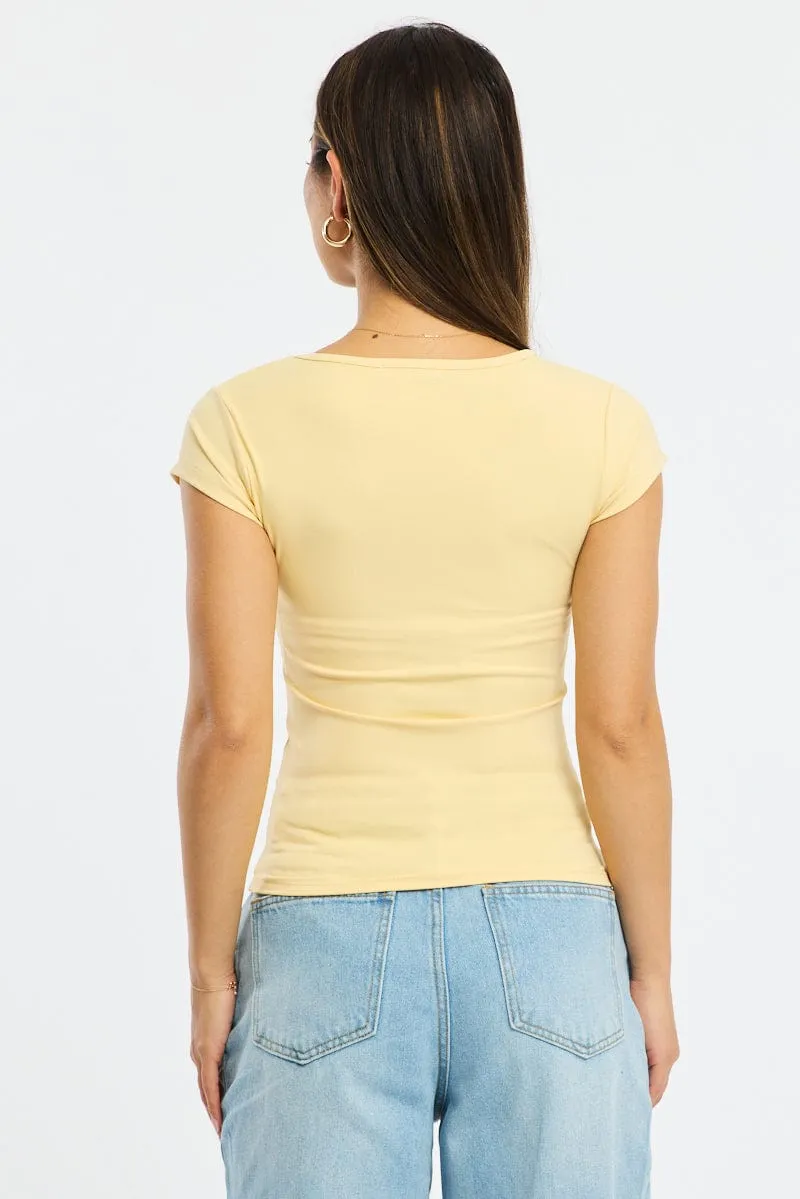 NonChafingEdges Yellow T-shirt Cap Sleeve Sweetheart Neckline