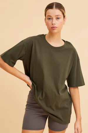 WaterRepellentCoating OdorResistantClothing Green Oversized T-Shirt Crew Neck Short Sleeve Cotton