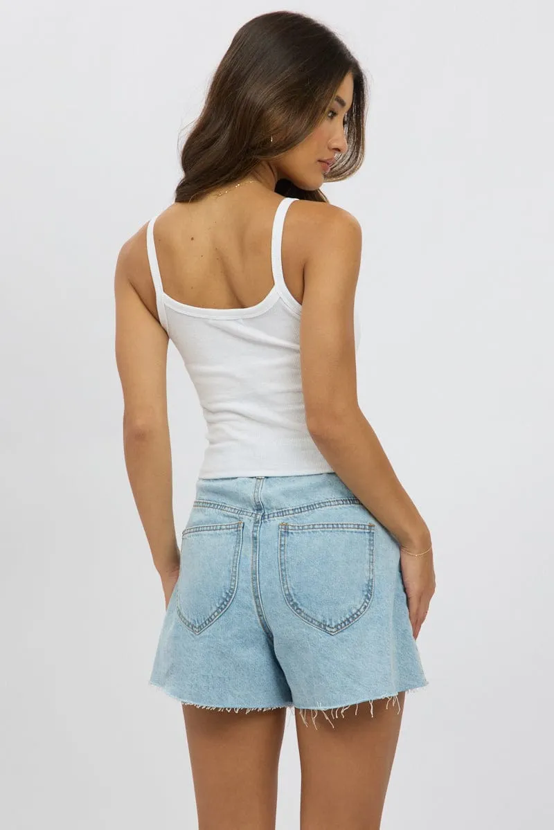 China Cool White Graphic Singlet Top