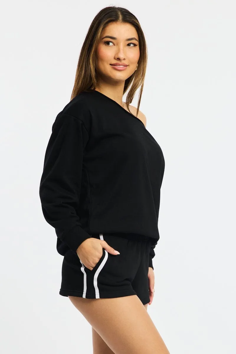 Black Track Shorts Elasticated linen option Friction Reducing Lining