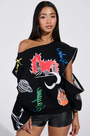 DEEP THOUGHTS OVERSIZED GRAPHIC SWEATSHIRT product couple intimacy Breathable