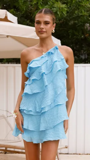 Fashionable above-the-knee gown Cassidi Mini Dress - Blue